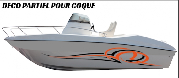 Déco partiel en adhésif pour coque de bateau